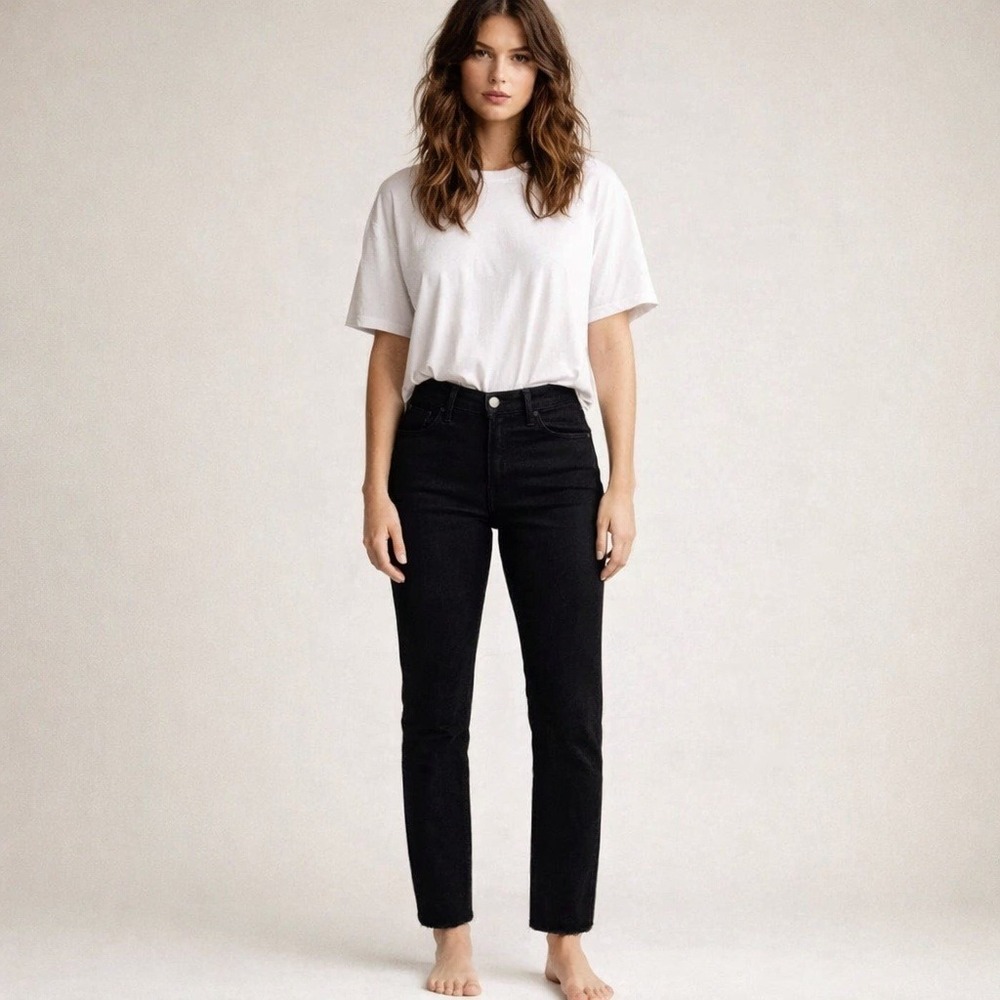 Imogene + Willie Sophie Black High Rise Straight Leg Jeans Sz 27